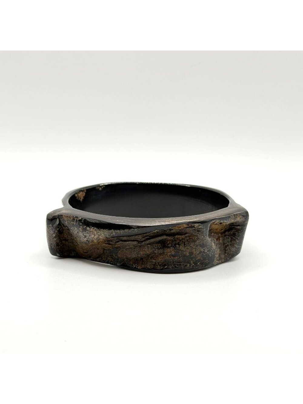 Buffalo Black Horn Bracelet With Natural Grain Texture